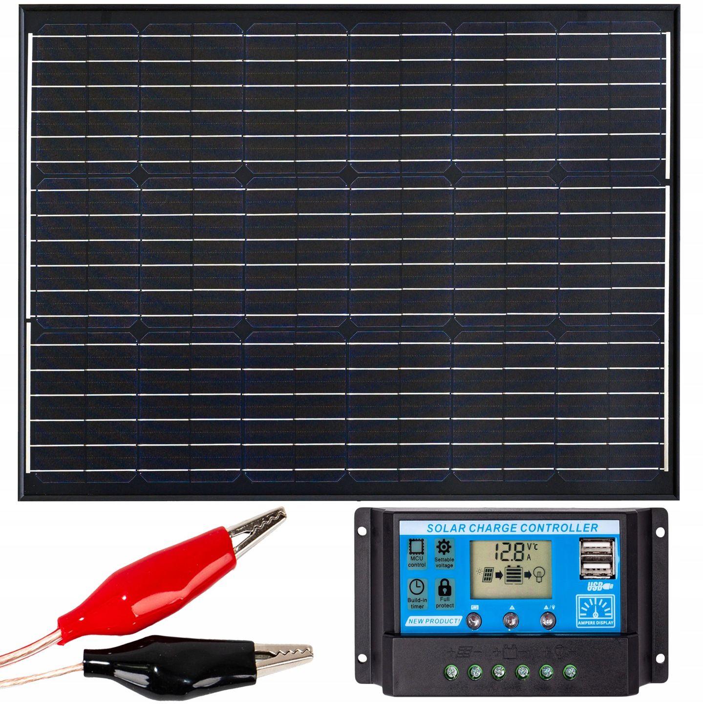 Panel solarny bateria słoneczna 50w 12v regulator [ZES272]