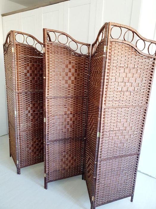 Parawan 180×300×2,  6- skrzydłowy z wikliny