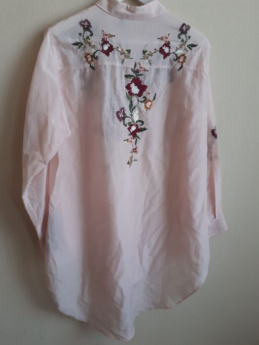 Zara Koszula Bluzka jedwab kwiaty haft haftowana L nowa piekna