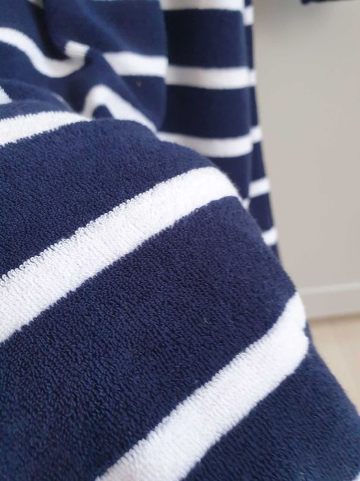Granatowy szlafrok dziecięcy w paski 110 116 frotte