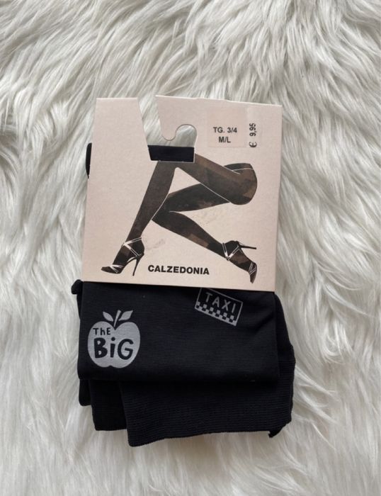 Czarne damskie rajstopy M/L Calzedonia 3/4 NYC new york wzór