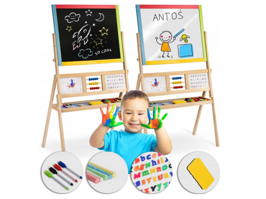 Tablica Dwustronna Edukacyjna Dla Dzieci Magnetyczna Kredowa WYPRZEDAŻ