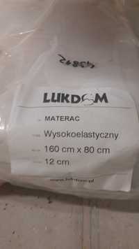 Materac 160x80x12 gruby wysokoelastyczny firmy Lukdom