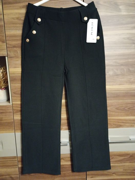 Damskie spodnie ocieplane, czarne, nowe