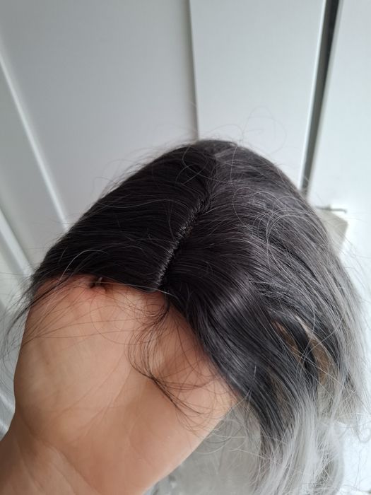 Peruka czarno siwa ombre długa cosplay wig long Silver synthetic hair