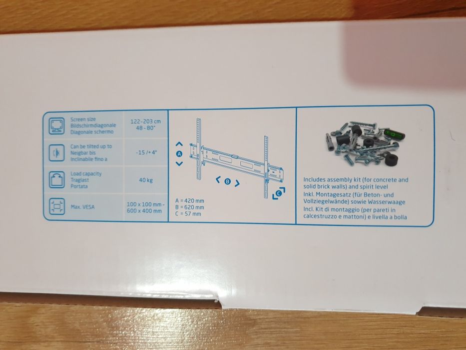 Zestaw montażowy TV na ścianie uchwyt wieszak hdmi led