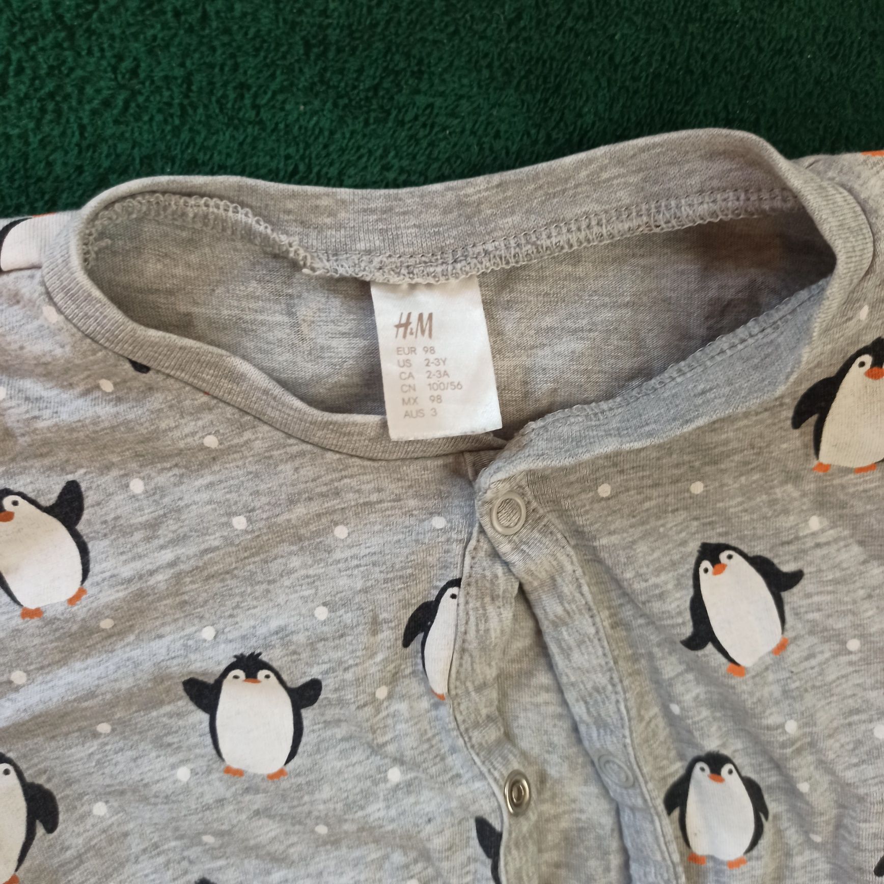 3 pajace śpiochy H&M pingwiny