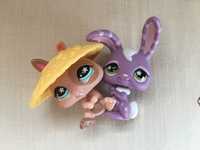 2 figurki Littlest Pet Shop królik #827 #828 kapelusz, króliki