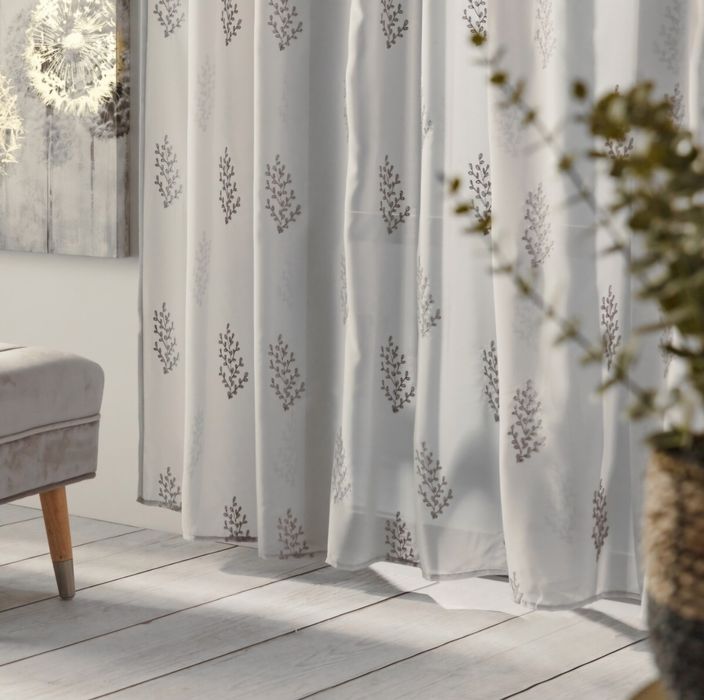 Firana Revena Home&you 140 cm x 250 cm na szelkach szara glamour