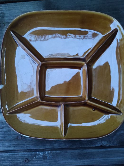 Stary talerz z przedziałką porcelit Pruszków