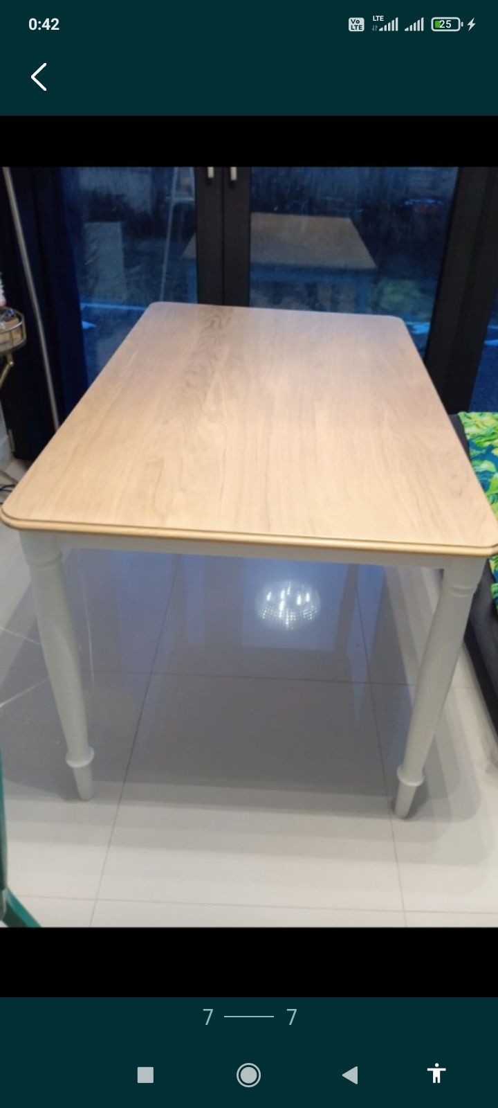 Nowy stół drewniany blat białe rzeźbione nogi