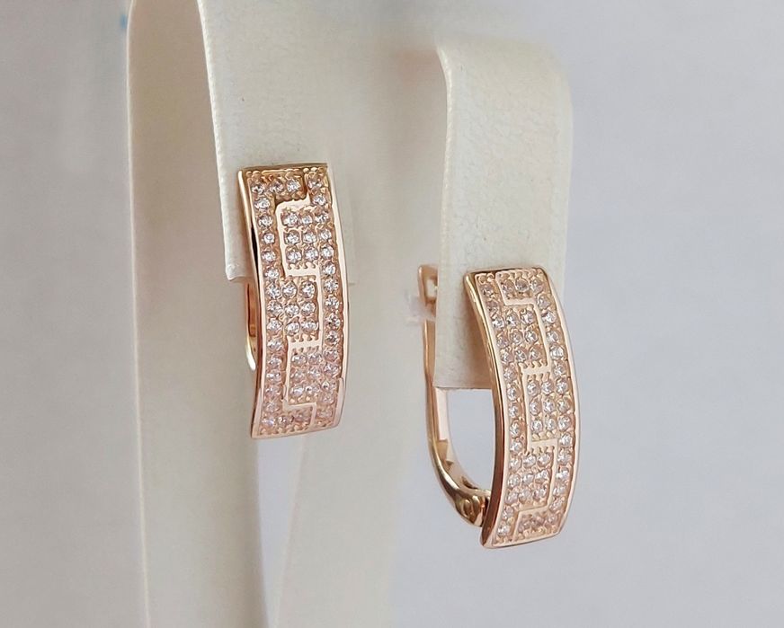 Золоті сережки "Яскравий Лабіринт" 585 проба нові