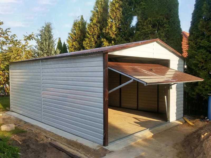 Garaż blaszany, blaszak, akrylowy drewnopodobny  jednostanowiskowy 4x6