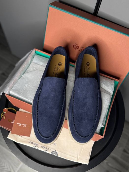 Лофери чоловічі сині loro piana lp замшеві сині туфлі кеди