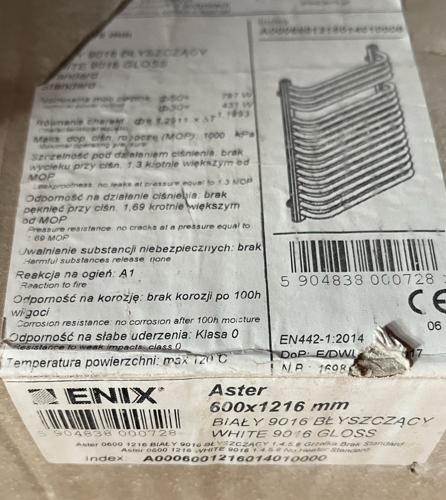 Grzejnik Enix Aster 600x1216 nowy