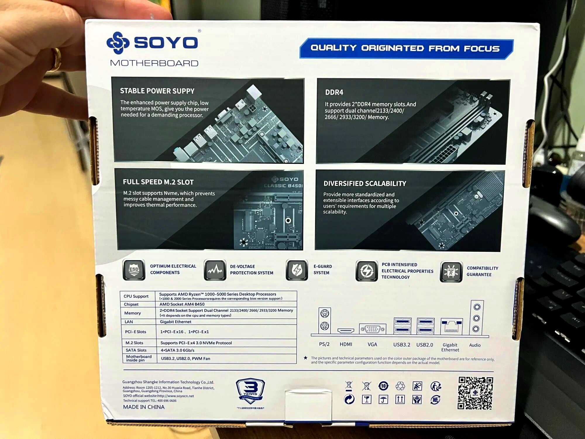 Материнская плата SOYO AMD B450M Classic socket AM4 новая