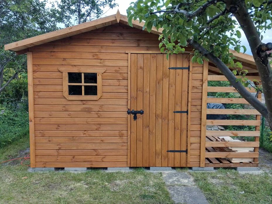 Domek narzędziowy 3x3 z drewutnia 1m, MONTAZ I PODŁOGA W CENIE!