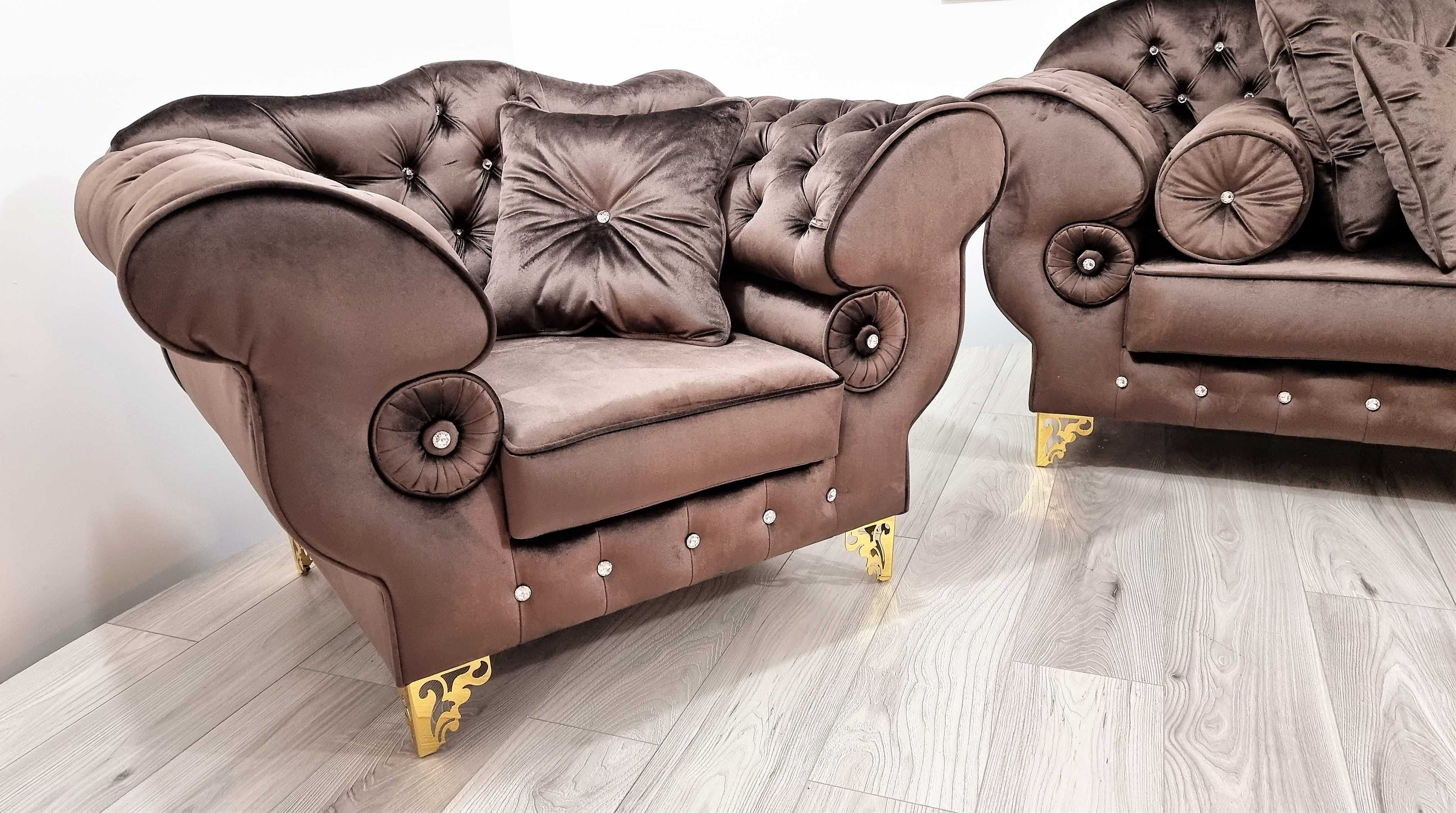 Zestaw wypoczynkowy PRESTON BIG chesterfield sofa fotele pikowane