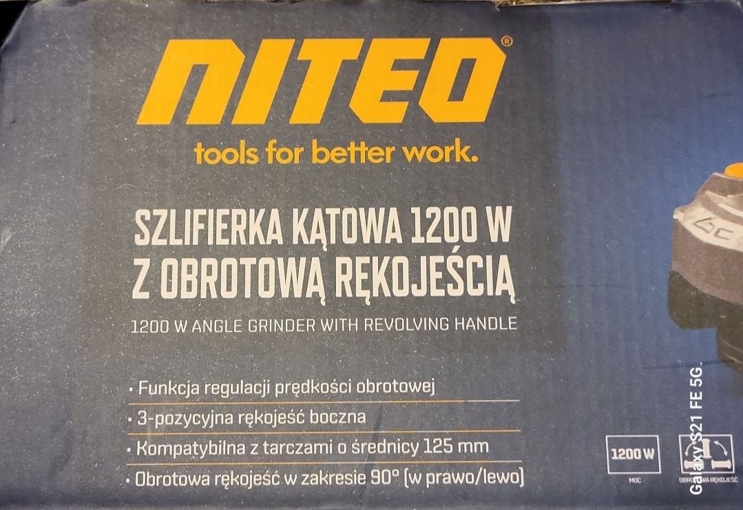 Nowa Szlifierka kątowa 1200W z obrotową rękojeścią