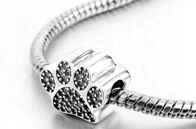 charms do pandora ażurowa łapka łapa srebrny pies kot wisiorek