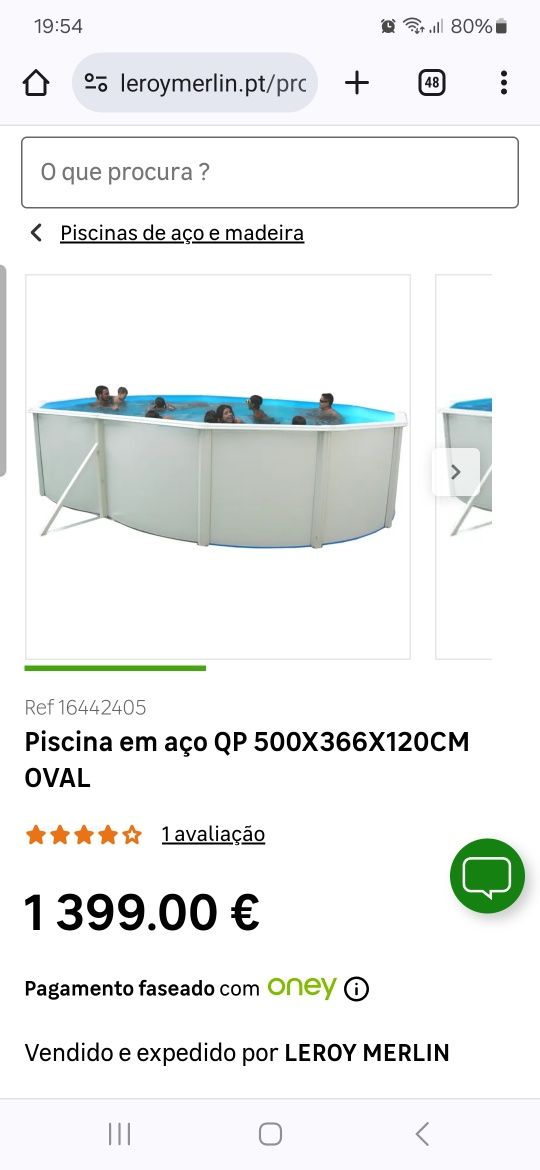 Vendo piscina 5mx3.66m de comprimento com 1.20m de altura