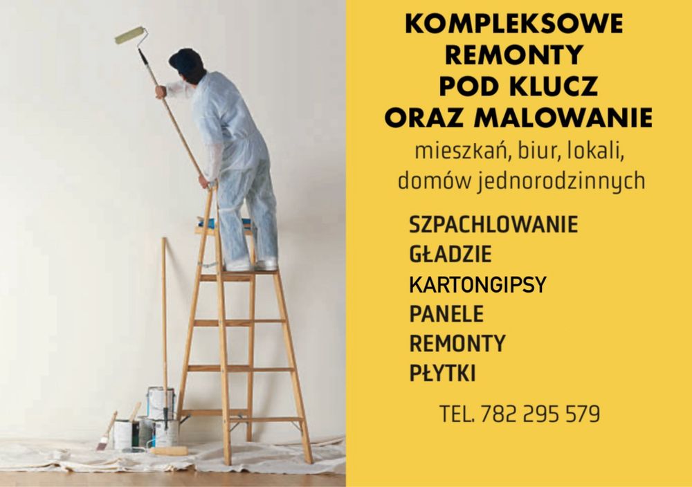 Wykończenia wnetrz-malownaie gładzie płyty gk płytki tynki dekoracyjne