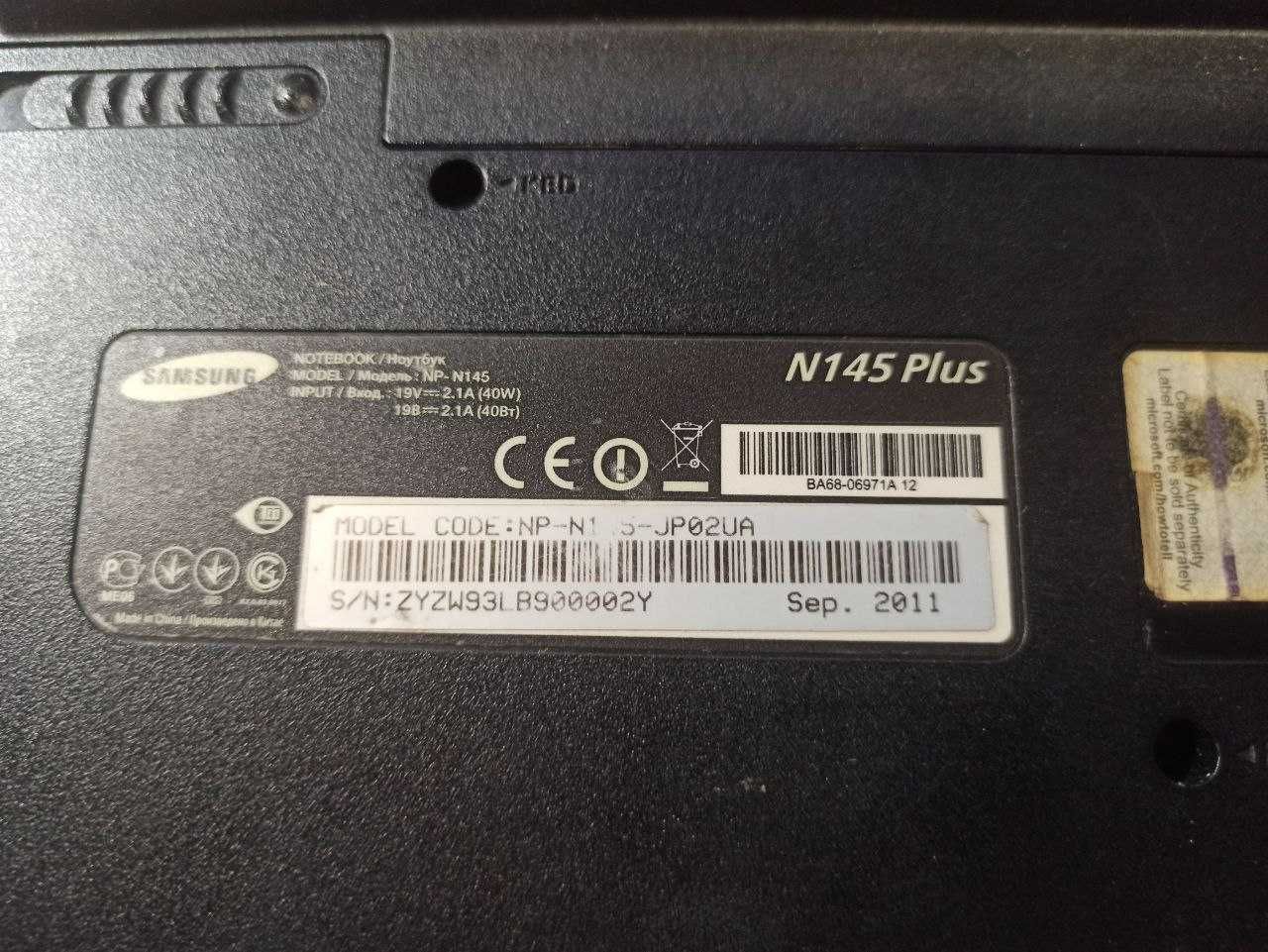 Продам ноутбук Samsung N145Plus (нетбук)