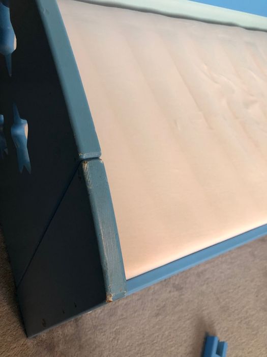 Niebieskie Łóżko dziecięce 160cmx80cm + materac,barierka,szuflada