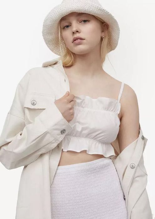 Бавовняний Топ h&m з рюшкою на брительках