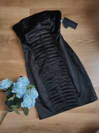 Mała czarna nowa sukienka satynowa Reserved tuba 36 S