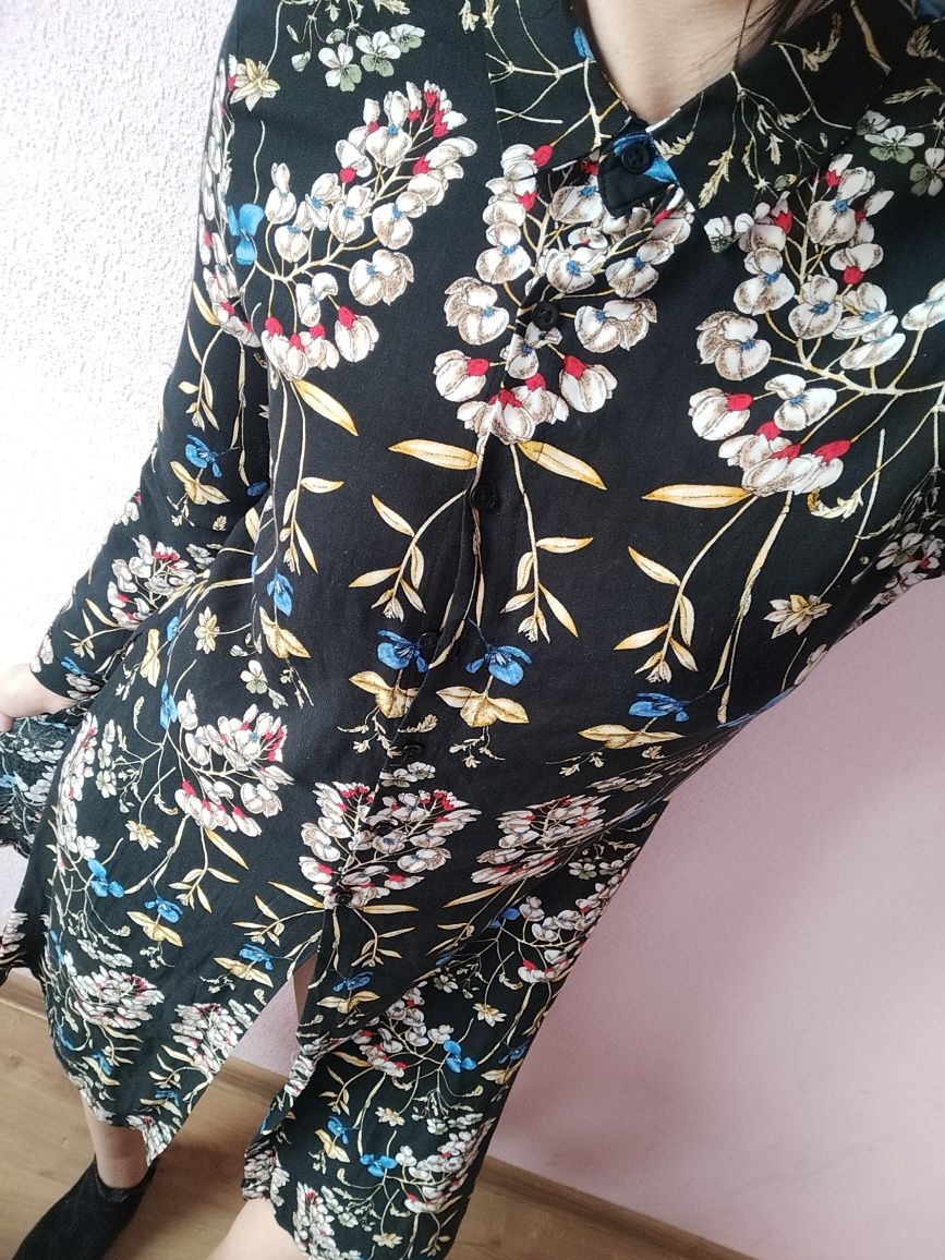 Nowa koszula kwiatowa maxi rozporki S