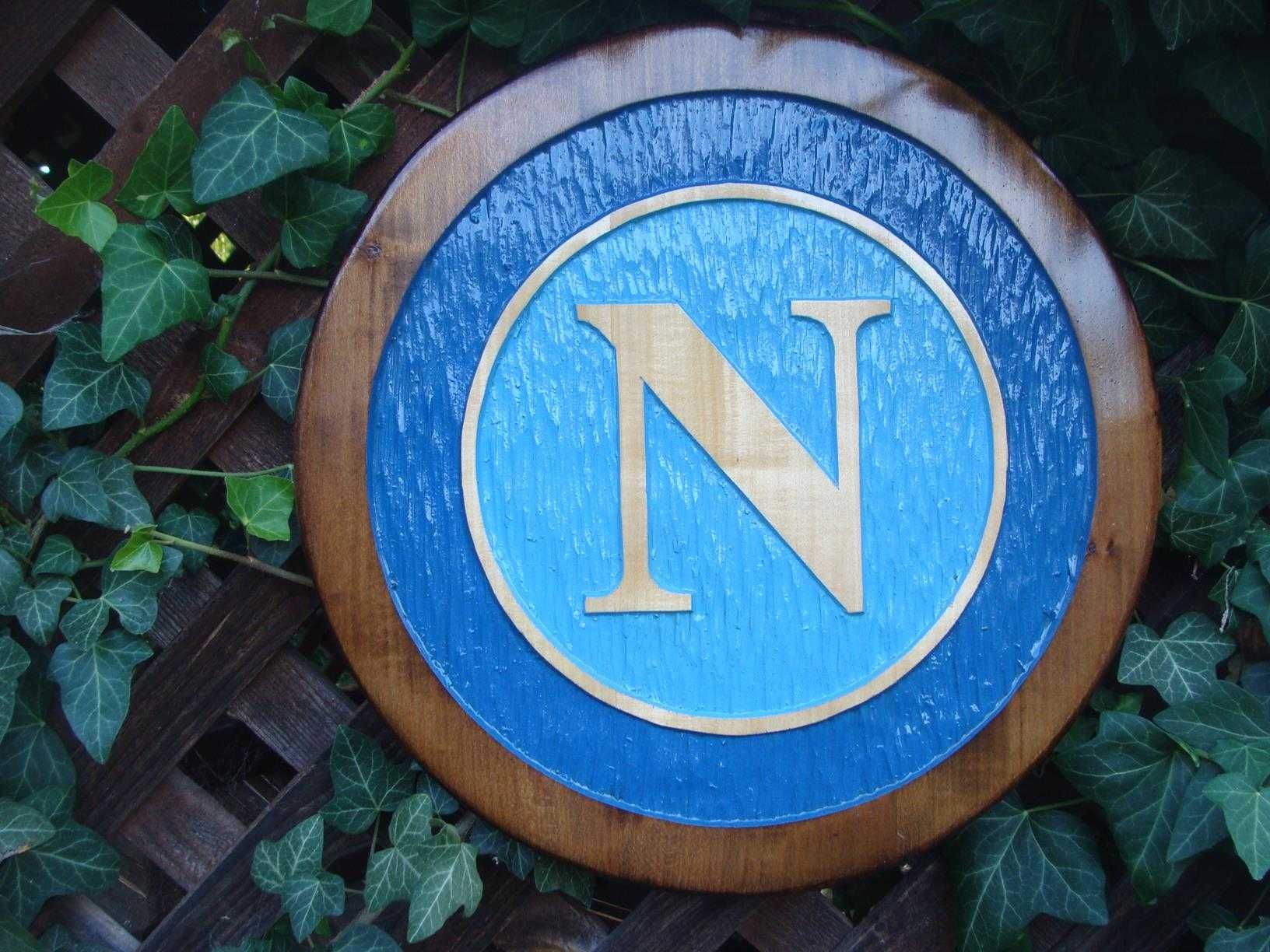 SSC Napoli Ręcznie rzeźbione logo w drewnie. UNIKAT