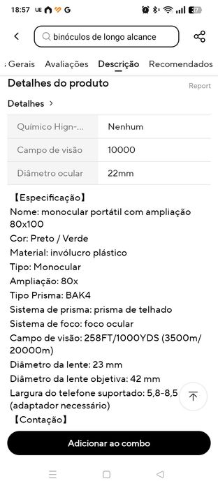 Monocular novo em folha