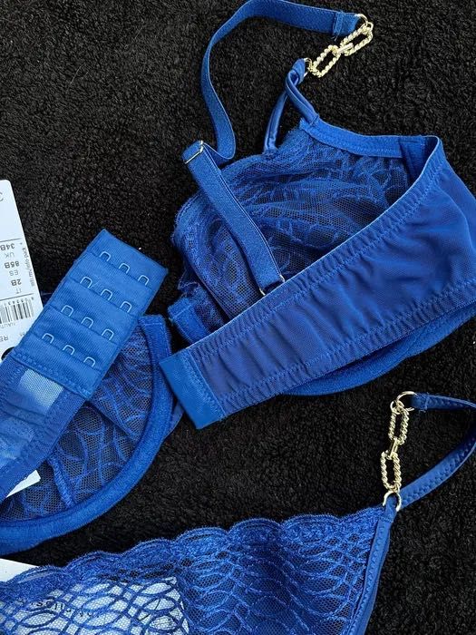 Intimissimi niebieski komplet bielizny biustonosz 75B majtki M