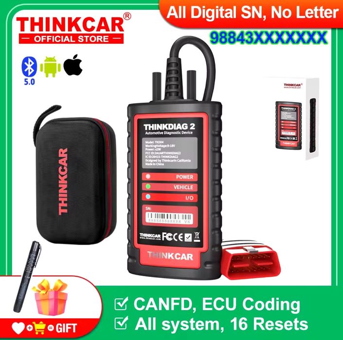 Автосканер THINKDIAG 2, OBD2, Оригінал діагностичний сканер obd2 CANFD