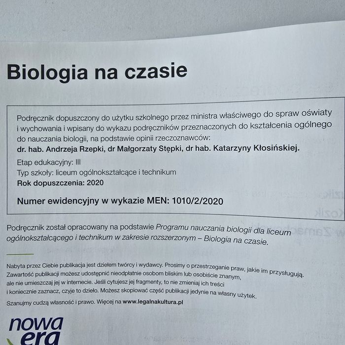 Biologia na czasie 2 rozszerzenie