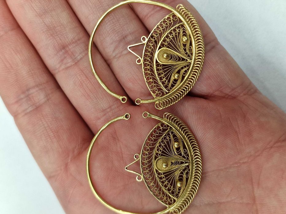 Złote kolczyki damskie/ 583/ 8.80 gram/ ZSRR od 1958/ duże/ pełne