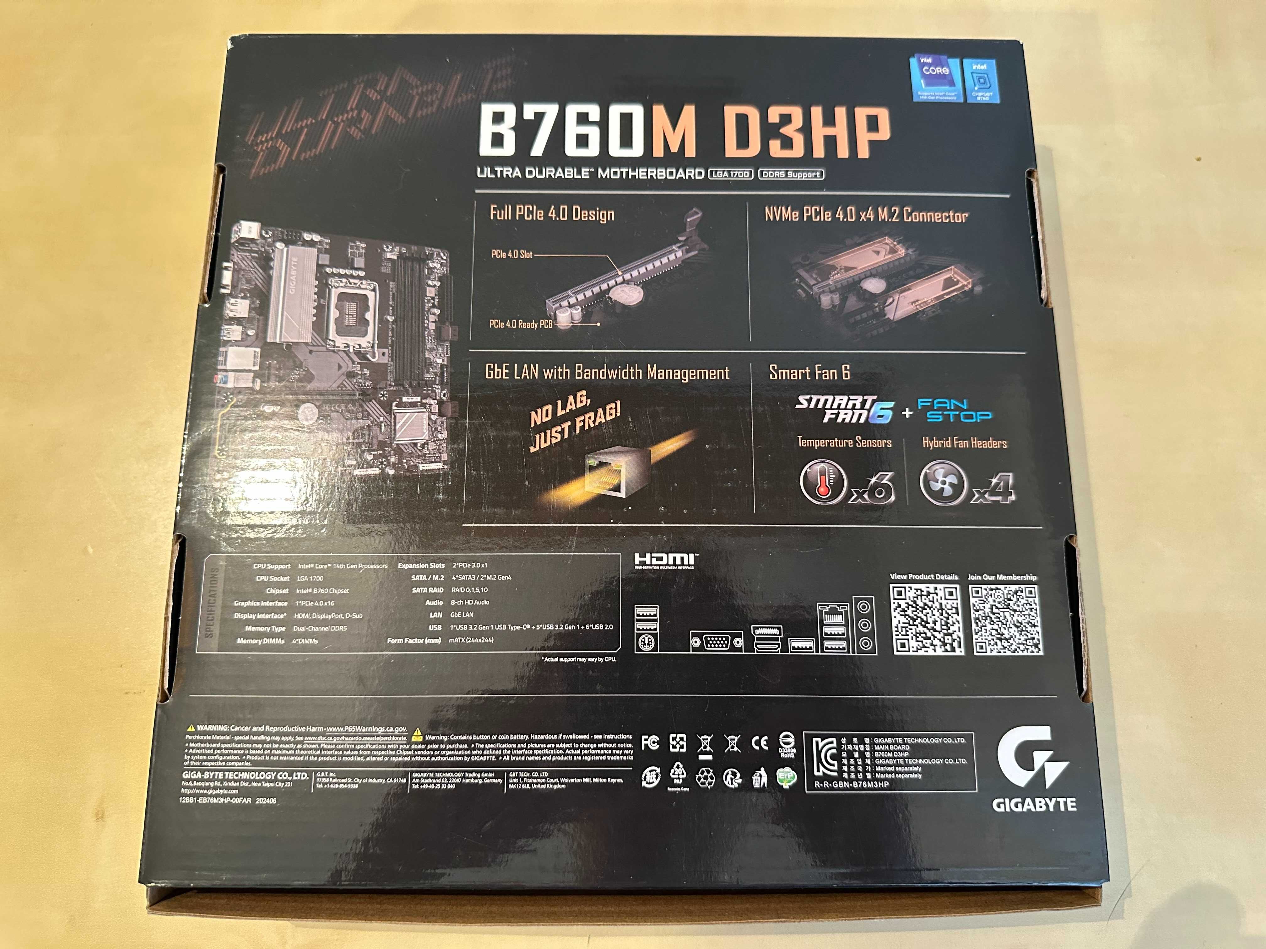 Płyta główna Gigabyte B760M D3HP DDR5  Socket 1700