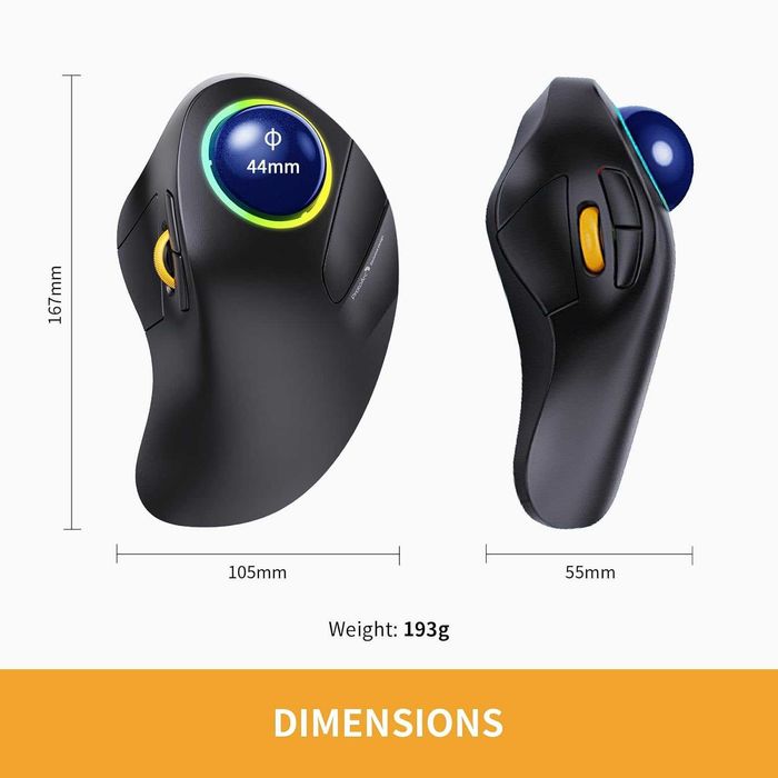 Mysz Trackball ProtoArc EM03 bezprzewodowa 1600DPI 930mAh RGB