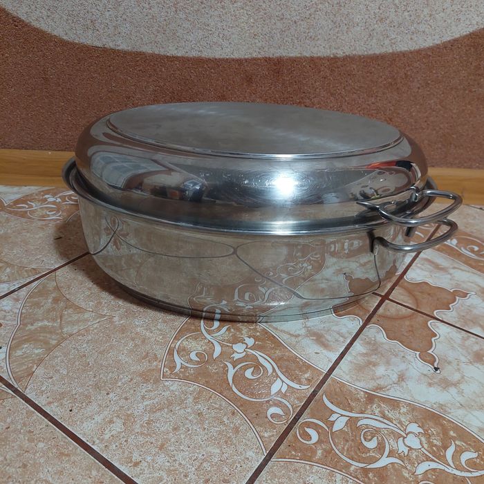 Форма 8-9л  для запікання Жаровня нержавійка протвінь з кришкою