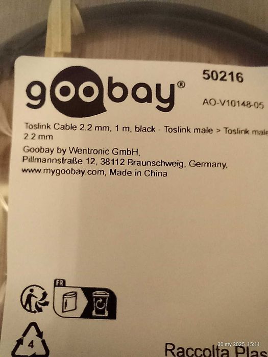 Kabel Toslink audio super cienki 2.2mm optyczny