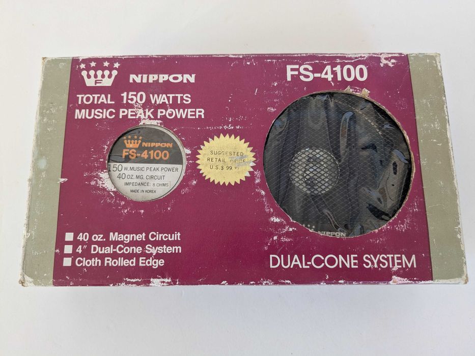 Vintage NOS Colunas Auto Nippon FS-4100 Dual Cone 150 Watts