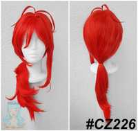 Diluc Genshin Impact czerwona peruka z kitką cosplay wig