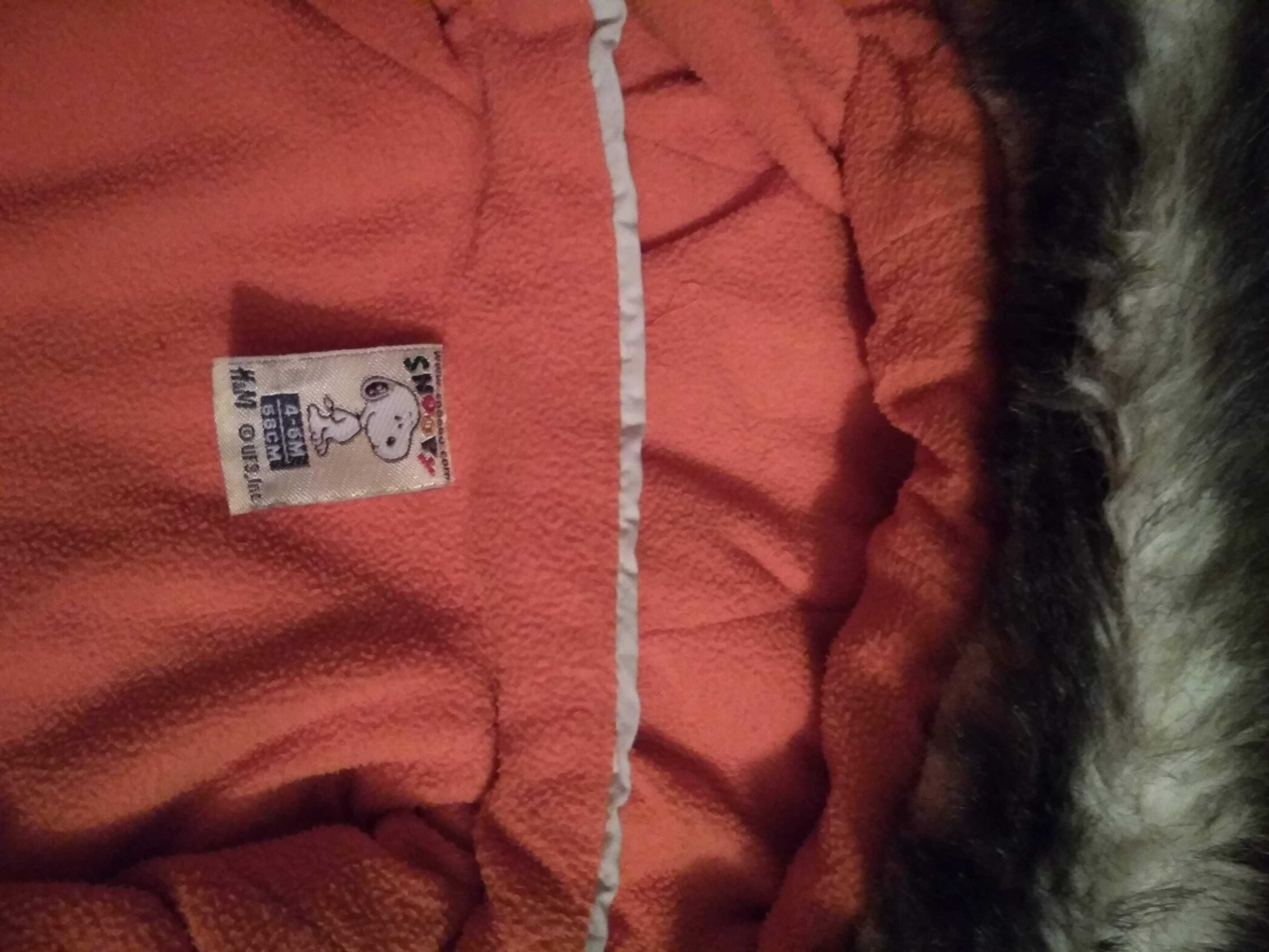 Kurtka ocieplana zimowa + spodnie H&M Snoopy r.68