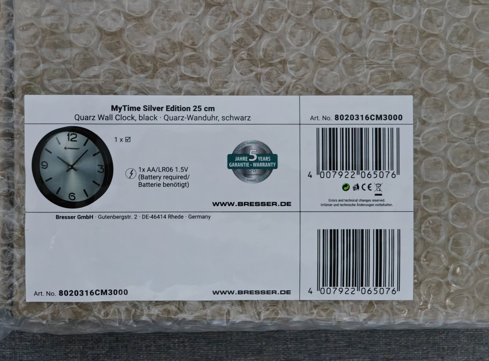 Zegar ścienny Bresser MyTime Silver Edition nowy
