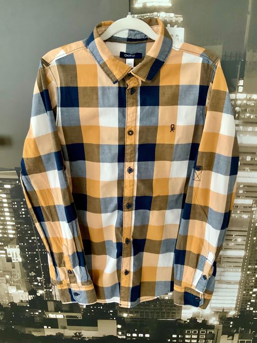 Koszula w kratkę chłopięca OKAIDI 12 lat 152 cm bawełna