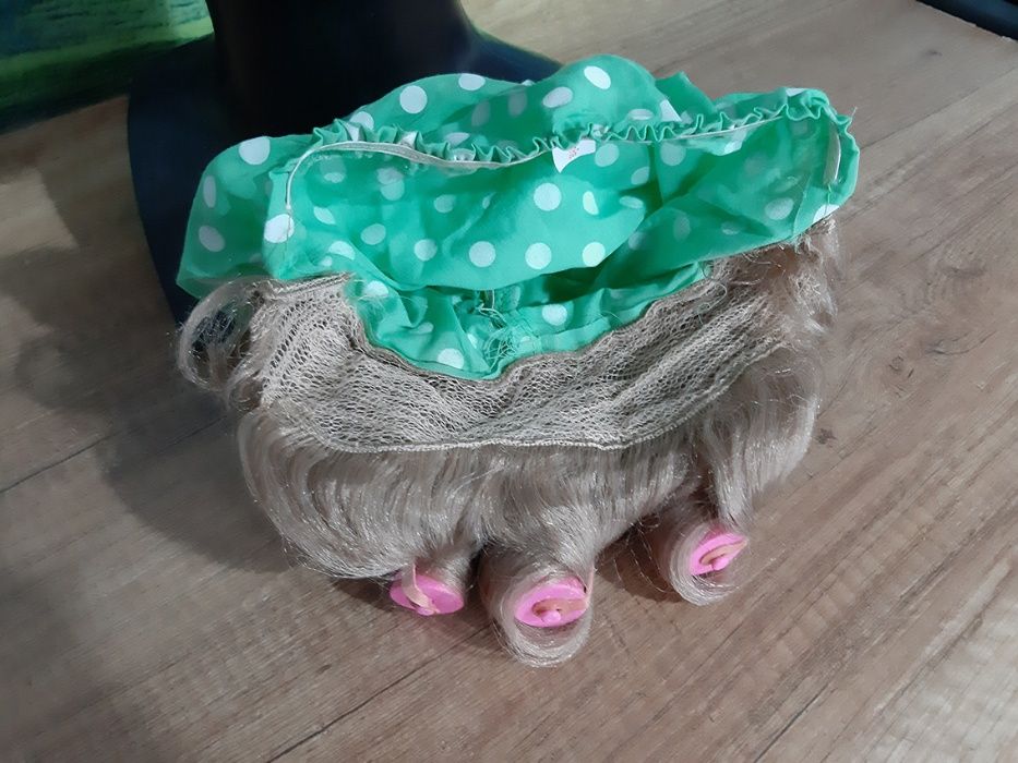 Peruka blond loki czepek wałki wig cosplay karnawał