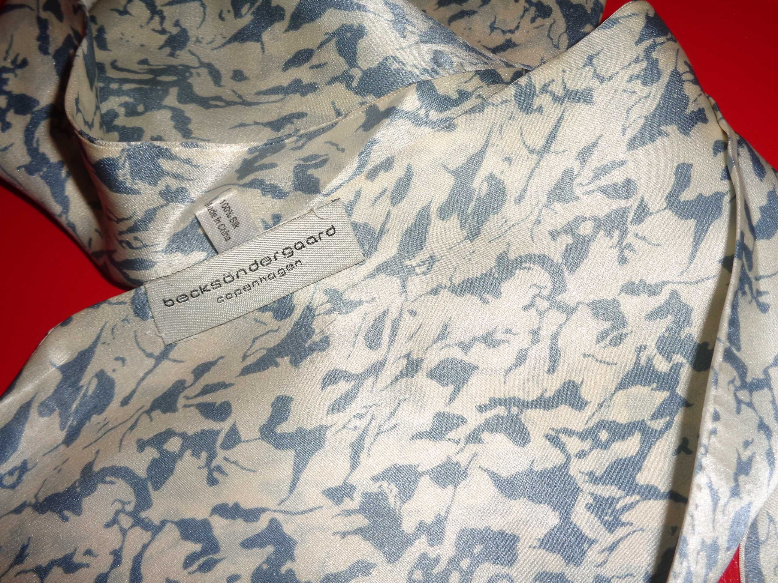 BECKSONDERGAARD Copenhagen 100% SILK jedwabny szal szalik apaszka