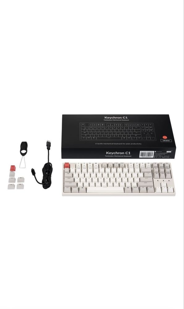 клавіатура Keychron C1 (87 клавіш, Gateron G Pro Red, USB, Black)