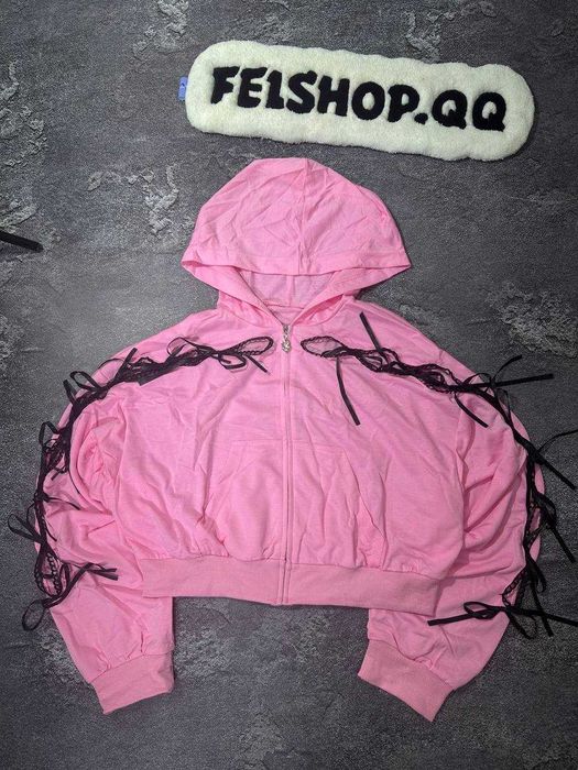 PRINC355 RIBBON CROP ZIP HOODIE BABY вкорочене худі зіпка yk2 sk8